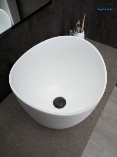 Раковина Gid N9303wg 51221 накладная белый матовый / белый графит 36x36x32